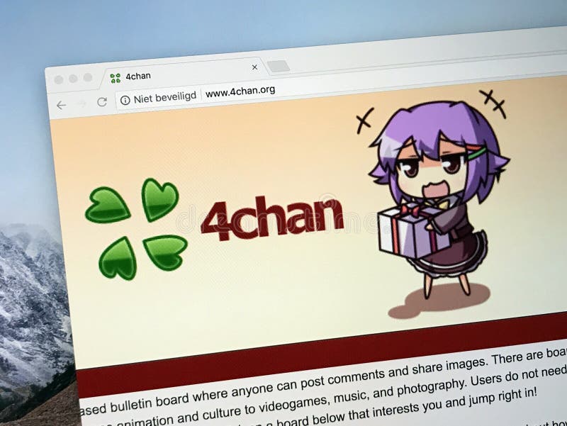 Amsterdam, the Netherlands - September 13, 2018: Website of 4chan, an imageboard website. Amsterdam, the Netherlands - September 13, 2018: Website of 4chan, an imageboard website.