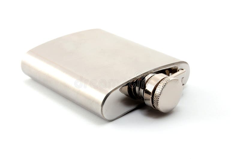 Hip flask for alcohol isolated on white background. Hip flask for alcohol isolated on white background