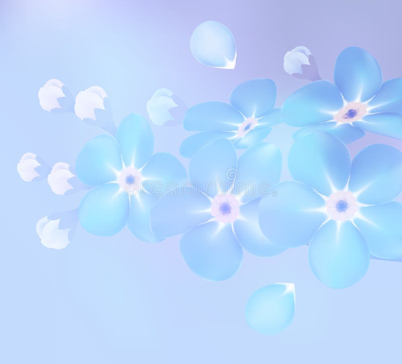 Κλάδος των μπλε forget-me-not λουλουδιών - διανυσματική απεικόνιση διανυσματική απεικόνιση