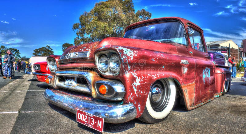 Rusty. 1950s American GMC pickup truck on display at a car and bike show held in Melbourne, Australia. Rusty. 1950s American GMC pickup truck on display at a car and bike show held in Melbourne, Australia.