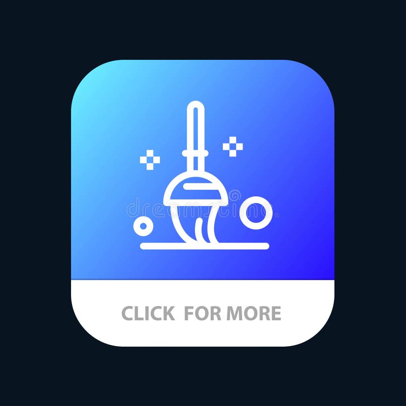 Κάδος, καθαρισμός, κινητό App Mop κουμπί Έκδοση αρρενωπών και IOS γραμμών διανυσματική απεικόνιση