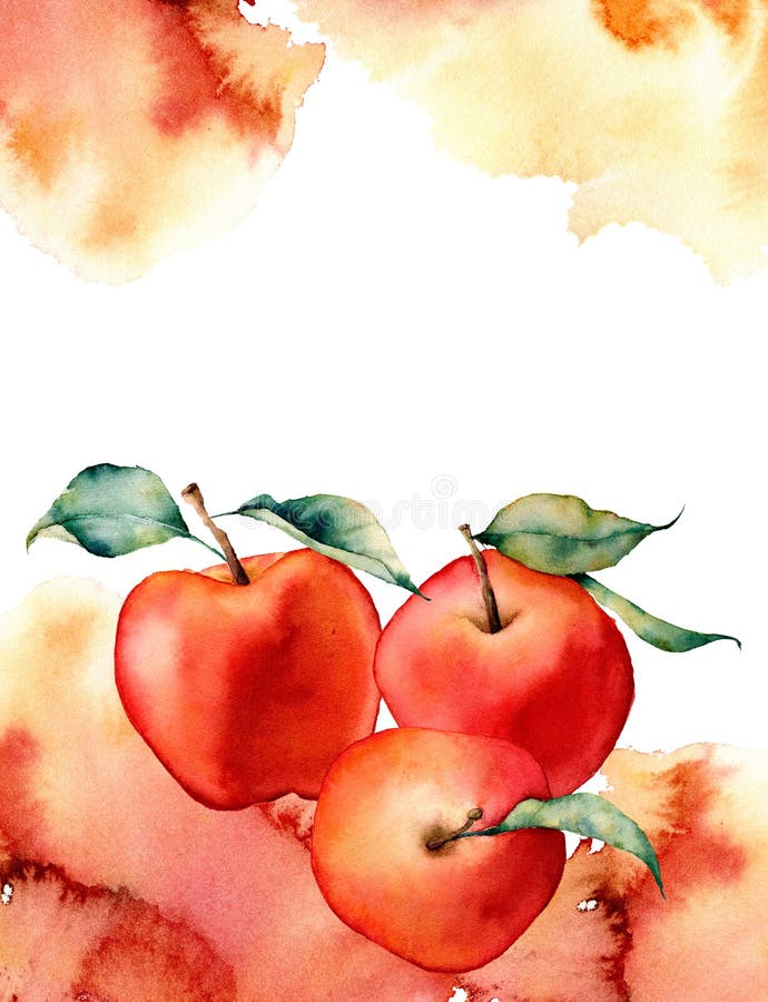 Κάρτα Watercolor με τον παφλασμό και μήλο στο άσπρο υπόβαθρο Το ράντισμα χρώματος στο έγγραφο Είναι ένα που σύρεται χέρι απεικόνιση αποθεμάτων Κάρτα Watercolor με τον παφλασμό και μήλο στο άσπρο υπόβαθρο Το ράντισμα χρώματος στο έγγραφο Είναι ένα που σύρεται χέρι απεικόνιση αποθεμάτων