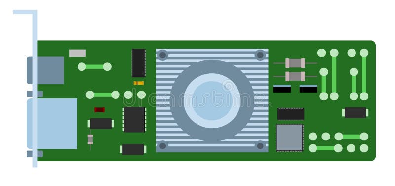 κάρτα βίντεο με ψυγείο chip. ανταλλακτικό για προσωπικό υπολογιστή. απομονωμένο φόντο. υπολογιστής ή φορητός υπολογιστής ελεύθερη απεικόνιση δικαιώματος