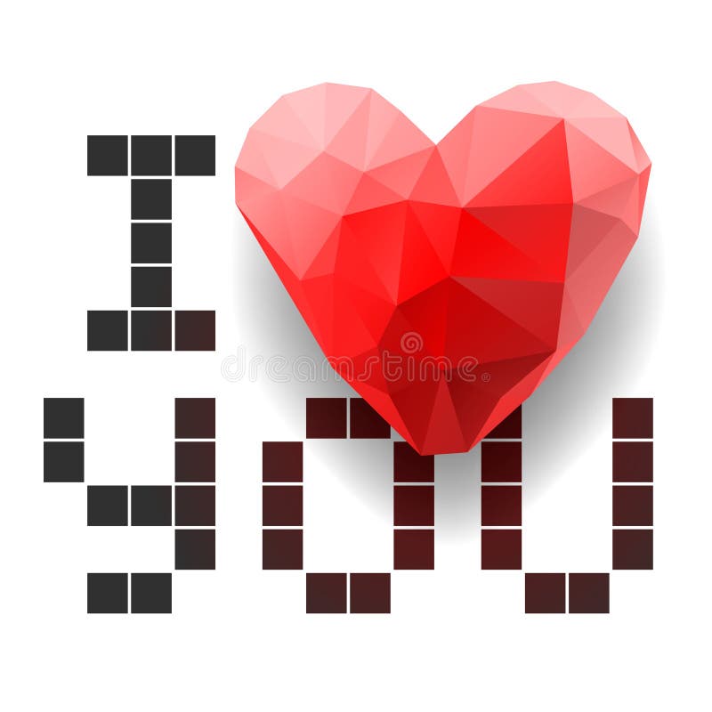 Pixel card with polygonal heart, vector Eps10 illustration. Pixel card with polygonal heart, vector Eps10 illustration.