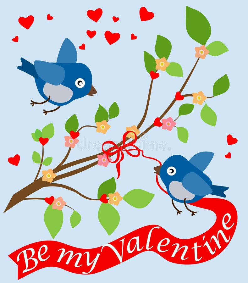 Κάρτα με τα αστεία birdies την ημέρα Valentine’s διάνυσμα απεικόνιση αποθεμάτων Κάρτα με τα αστεία birdies την ημέρα Valentine’s διάνυσμα απεικόνιση αποθεμάτων