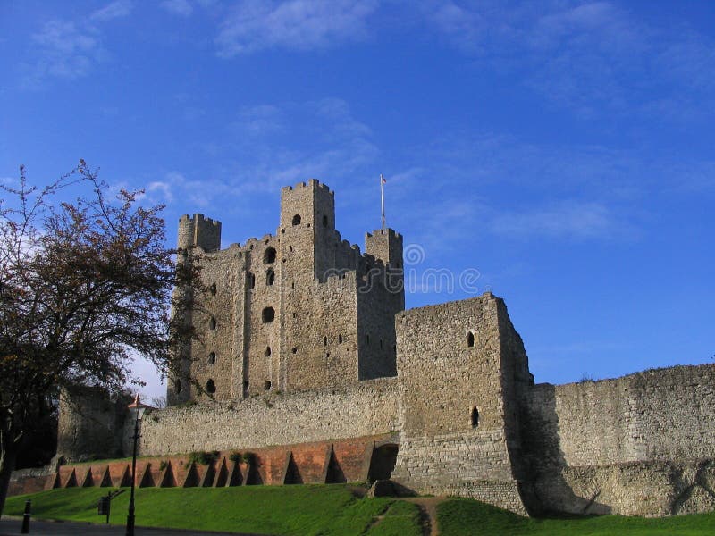 The Norman (11th century) castle in Rochester, Kent, south-east England. It is an excellent example of a Norman castle, with a very well-preserved keep. The Norman (11th century) castle in Rochester, Kent, south-east England. It is an excellent example of a Norman castle, with a very well-preserved keep.