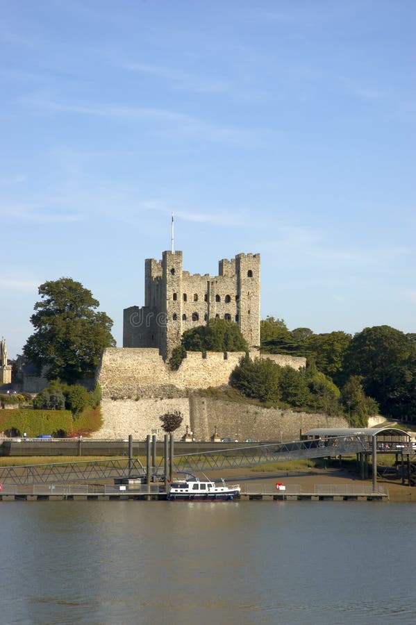 A view of Rochester Castle across the River Medway in Kent, England. A view of Rochester Castle across the River Medway in Kent, England