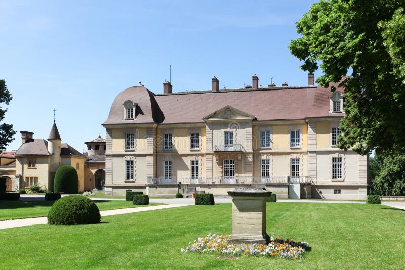 View of the castle of Lacroix-Laval in Marcy-l`Etoile, France. View of the castle of Lacroix-Laval in Marcy-l`Etoile, France