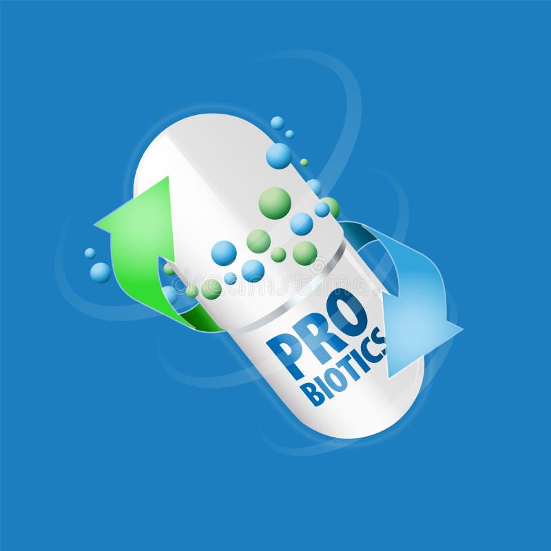 Κάψα με το περιεχόμενο της αντιβιοτικής ή probiotic σκόνης απεικόνιση αποθεμάτων Κάψα με το περιεχόμενο της αντιβιοτικής ή probiotic σκόνης απεικόνιση αποθεμάτων