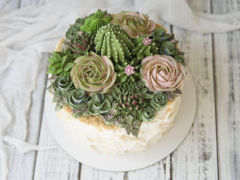 Κέικ που διακοσμείται με τα κρεμώδη succulents σε ένα ξύλινο υπόβαθρο με το άσπρο ύφασμα Το διάστημα αντιγράφων, κλείνει επάνω, τ στοκ εικόνα με δικαίωμα ελεύθερης χρήσης Κέικ που διακοσμείται με τα κρεμώδη succulents σε ένα ξύλινο υπόβαθρο με το άσπρο ύφασμα Το διάστημα αντιγράφων, κλείνει επάνω, τ στοκ εικόνα με δικαίωμα ελεύθερης χρήσης