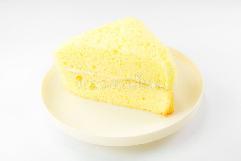 Chiffon cake on white background. Chiffon cake on white background