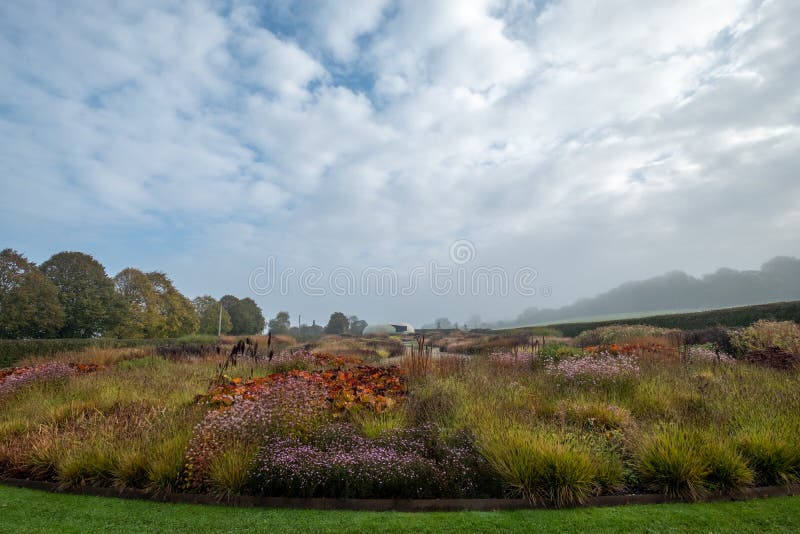 Wide angle photo of the garden at Hauser. Wide angle photo of the garden at Hauser