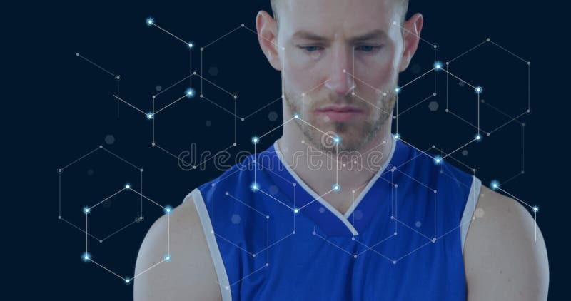 Κίνηση δικτύου συνδέσεων με καυκάσιο αθλητή απόθεμα βίντεο