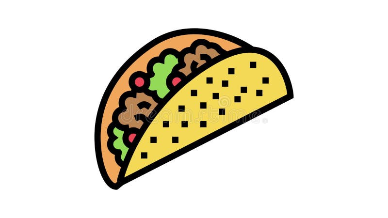 κίνηση εικονιδίου χρώματος φαγητού taco ελεύθερη απεικόνιση δικαιώματος