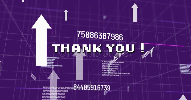 κίνηση ευχαριστεί το κείμενο και τα βέλη για την επεξεργασία δεδομένων και το πλέγμα απεικόνιση αποθεμάτων