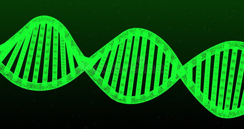κίνηση της λαμπερής δομής του dna σε σχέση με το πράσινο φόντο απεικόνιση αποθεμάτων