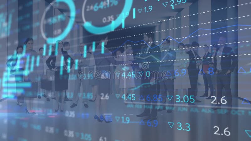 κίνηση ψηφιακής διασύνδεσης και επεξεργασία χρηματοοικονομικών δεδομένων σε βάρος επιχειρηματιών διανυσματική απεικόνιση