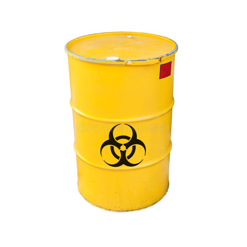 Κίτρινο βαρέλι μετάλλων biohazard που απομονώνεται στο λευκό στοκ εικόνες Κίτρινο βαρέλι μετάλλων biohazard που απομονώνεται στο λευκό στοκ εικόνες