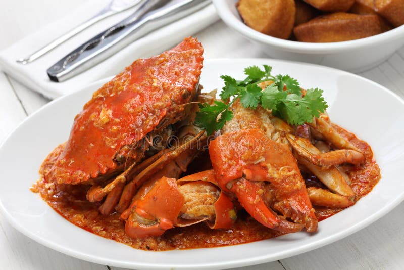 Chilli mud crab with fried mantou, singapore cuisine. Chilli mud crab with fried mantou, singapore cuisine