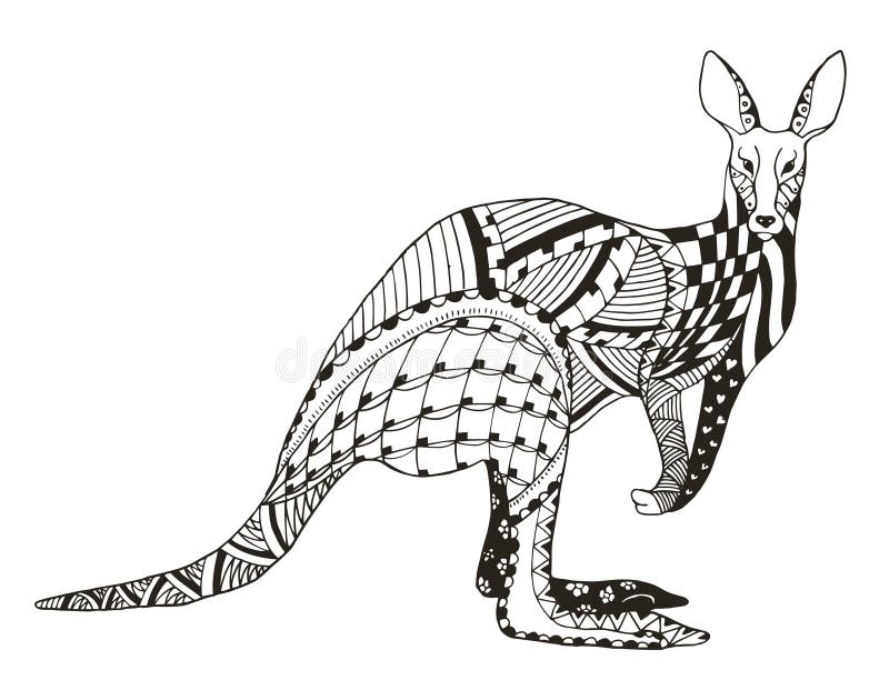 Καγκουρό zentangle τυποποιημένο, διανυσματικός, απεικόνιση, ελεύθερο penc ελεύθερη απεικόνιση δικαιώματος Καγκουρό zentangle τυποποιημένο, διανυσματικός, απεικόνιση, ελεύθερο penc ελεύθερη απεικόνιση δικαιώματος