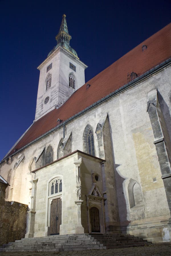 Bratislava - Martins gothic cathedral in night. Bratislava - Martins gothic cathedral in night