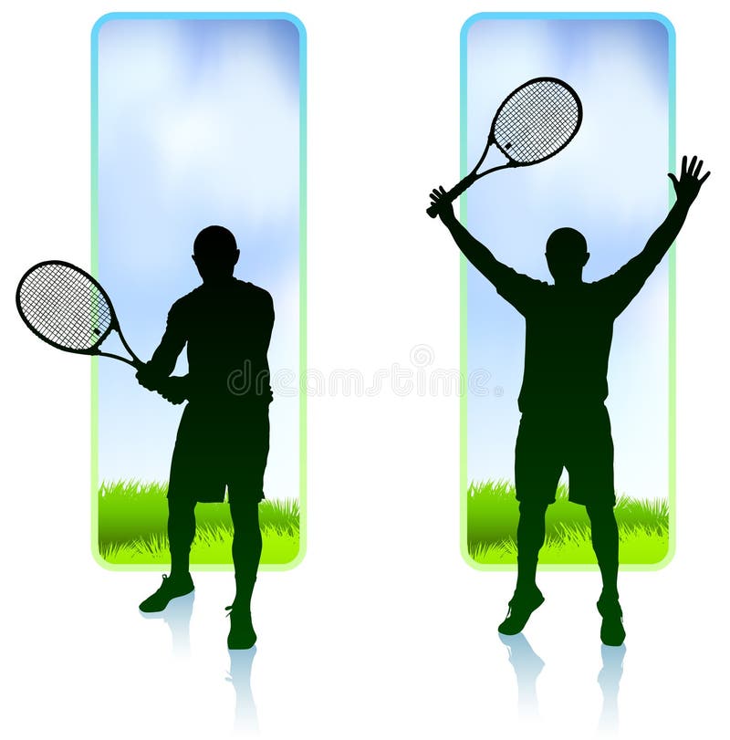 Tennis Player set with Nature Frame Background Original Illustration. Tennis Player set with Nature Frame Background Original Illustration