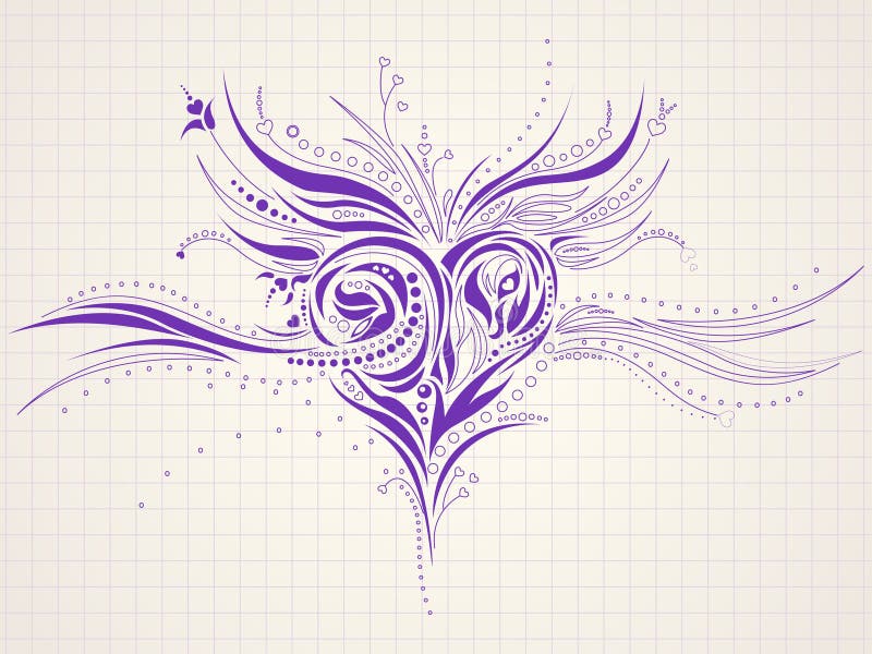 καλλιτεχνική συρμένη doodle κ&alpha. λεπτομερές doodle υψηλό επιστολόχαρτο καρδιών περιγραμματικό