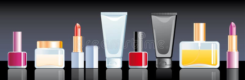 Cream, perfume, lipstick and nail polish. Cream, perfume, lipstick and nail polish