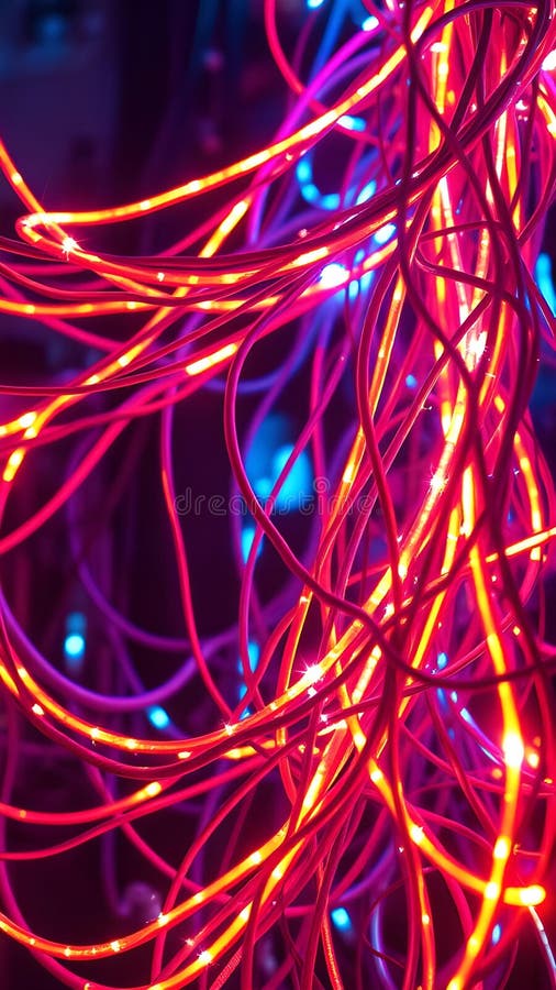Καλώδια Neon Cyberpunk : Ογκομετρικός φωτισμός UltraHD Ανάβει ζωντανή αισθητική διανυσματική απεικόνιση