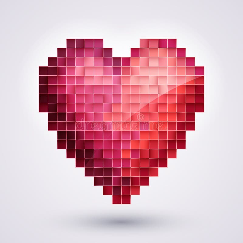 A pixel heart. Valentines Day background. Geometric style. A pixel heart. Valentines Day background. Geometric style.