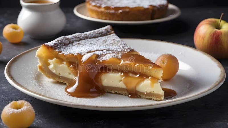 Caramel-Infused Apple Tart Served Upside-Down. AI generated. Caramel-Infused Apple Tart Served Upside-Down. AI generated