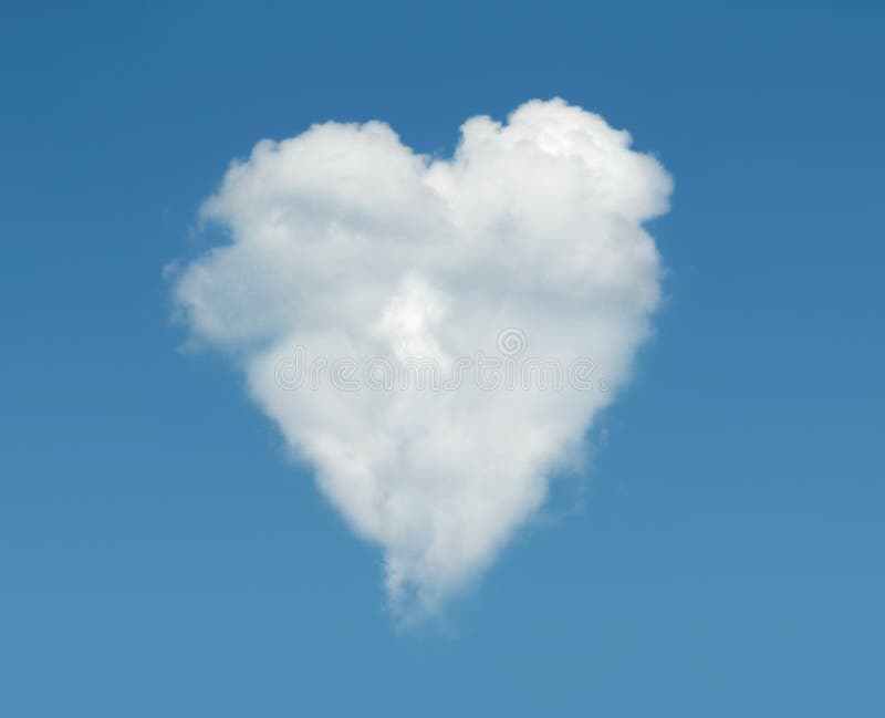 A heart shaped cloud formation against clear blue sky. A heart shaped cloud formation against clear blue sky.