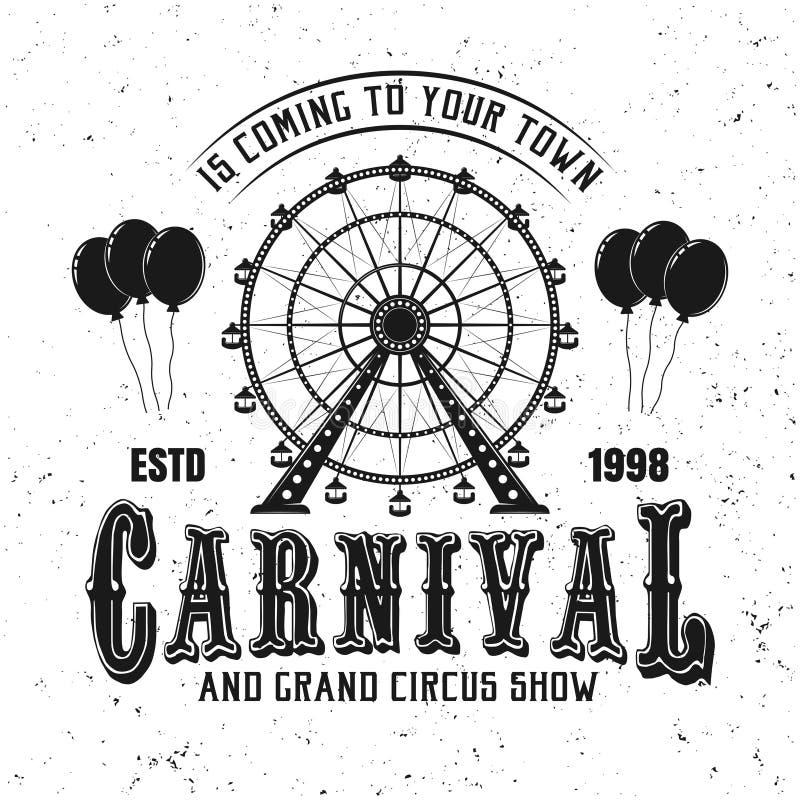 Καρναβάλι funfair και μαύρο έμβλημα ροδών ferris διανυσματική απεικόνιση Καρναβάλι funfair και μαύρο έμβλημα ροδών ferris διανυσματική απεικόνιση