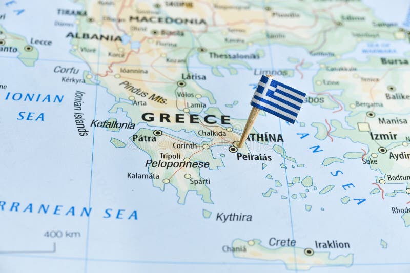 Καρφίτσα σημαιών χαρτών της Ελλάδας στοκ φωτογραφία