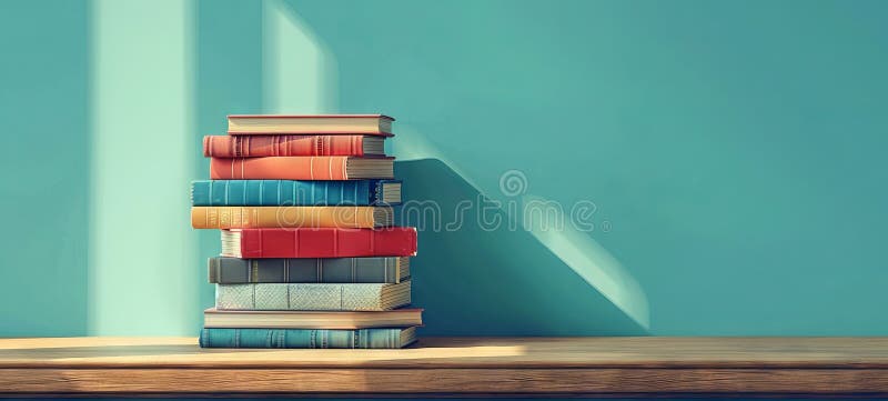 κατακόρυφη στοίβα ζωντανών βιβλίων. ένα πλούσιο κομμάτι βιβλίων ανάγνωσης σε πράσινο φόντο. έννοια του ακαδημαϊκού στοκ εικόνα με δικαίωμα ελεύθερης χρήσης