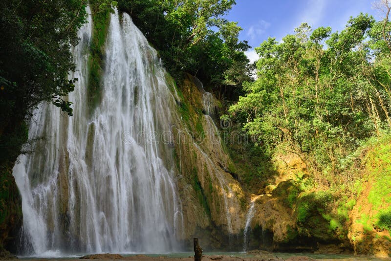 Salto de Limon the waterfall located in the centre of the tropical forest, Samana, Dominikana Republic. Salto de Limon the waterfall located in the centre of the tropical forest, Samana, Dominikana Republic.