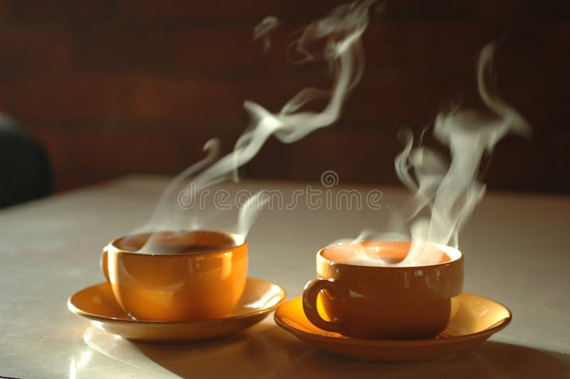 Two cups of hot tea. Two cups of hot tea