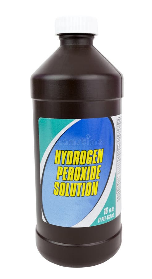 Brown plastic bottle of hydrogen peroxide. Isolated. Vertical. Brown plastic bottle of hydrogen peroxide. Isolated. Vertical.