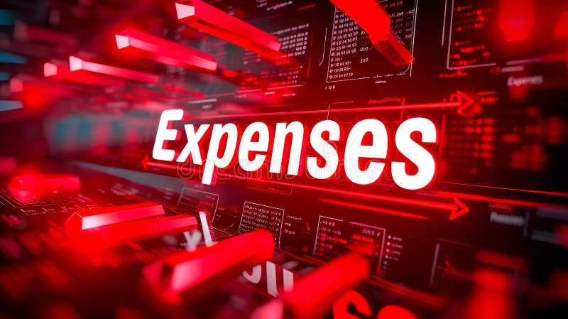 Generated with the use of AI. Expenses text prominently featured in bold white font against a dynamic backdrop of red arrows pointing upwards indicating rising costs and financial management concepts. Generated with the use of AI. Expenses text prominently featured in bold white font against a dynamic backdrop of red arrows pointing upwards indicating rising costs and financial management concepts