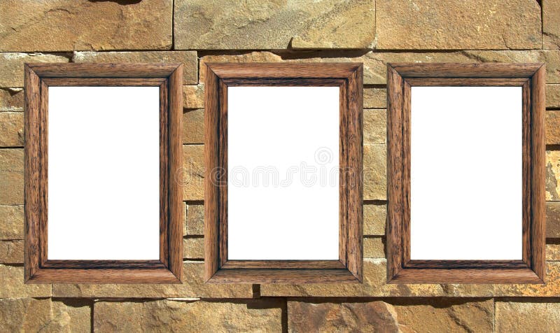 Three blank frames on the wall. Three blank frames on the wall