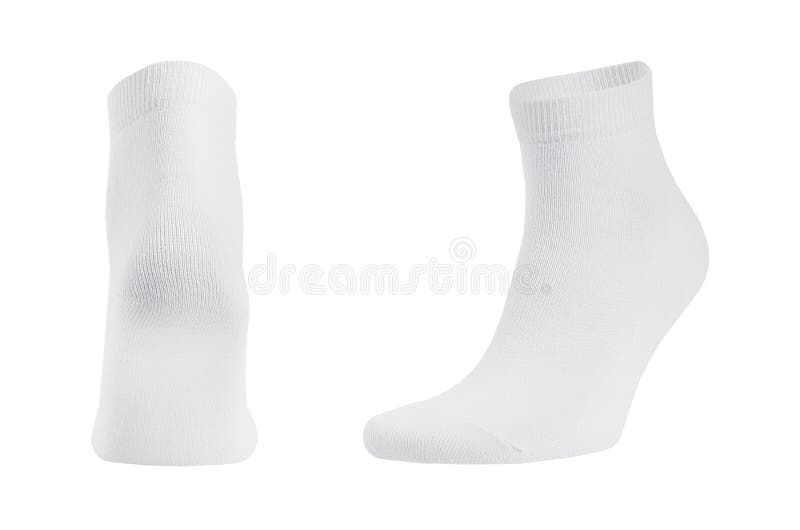 Κενές λευκές κάλτσες με λευκό βαμβάκι σε αόρατο πόδι απομονωμένες σε λευκό φόντο, καθώς κοροϊδεύουν για διαφήμιση, εμπορική προώθ