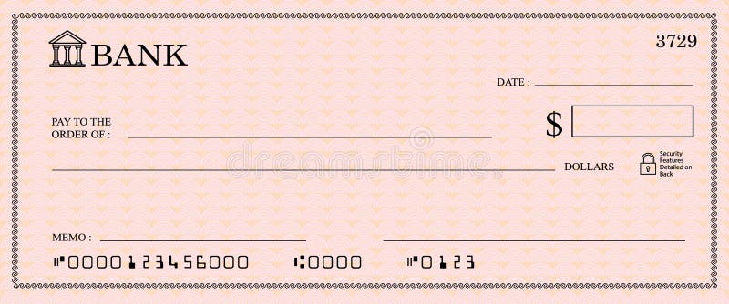 Vector illustration - blank bank check with open space for your text - isolated on white background. Vector illustration - blank bank check with open space for your text - isolated on white background