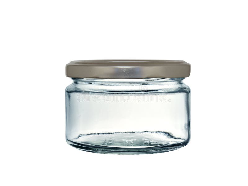 Empty glass jar with metal cap isolated on white. Empty glass jar with metal cap isolated on white