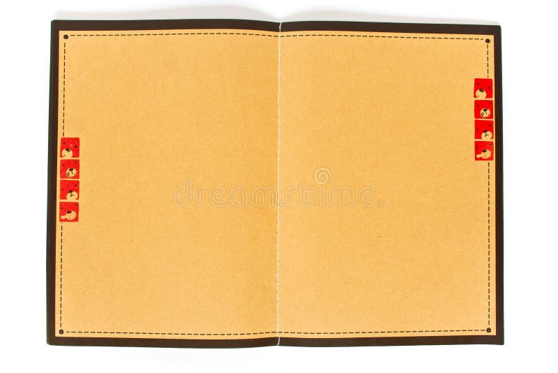 Blank open book with bookmark, for menu or recipes. Isolated on the white background. Blank open book with bookmark, for menu or recipes. Isolated on the white background.