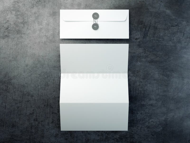 Κενό φυλλάδιο και άσπρος φάκελος τρισδιάστατη απόδοση απεικόνιση αποθεμάτων