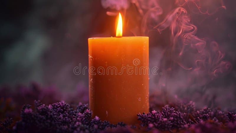 κερί με άρωμα lavender που καίγεται με καπνό ελεύθερη απεικόνιση δικαιώματος