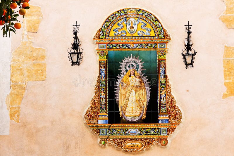 κεραμική εικόνα Mary Σεβίλη Virgin στοκ εικόνες κεραμική εικόνα Mary Σεβίλη Virgin στοκ εικόνες