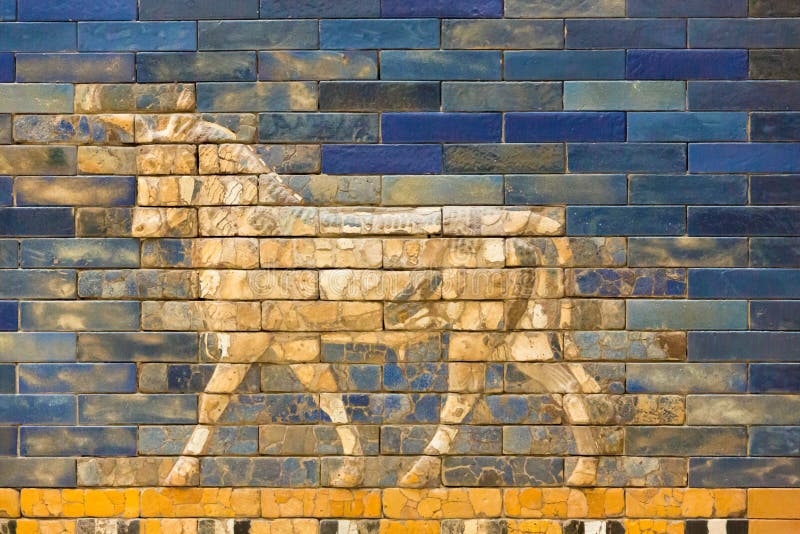 Tiles Pattern of Babylon`s The Ishtar Gate inside The Pergamon Museum Pergamonmuseum, Berlin, Germany - 6 Feb 2016: The museum is visited by approximately 1,135,000 people every year. Tiles Pattern of Babylon`s The Ishtar Gate inside The Pergamon Museum Pergamonmuseum, Berlin, Germany - 6 Feb 2016: The museum is visited by approximately 1,135,000 people every year