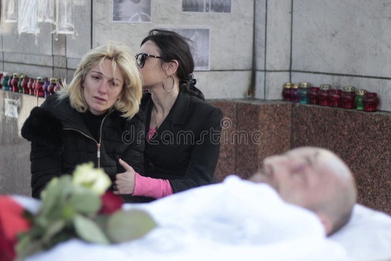 ΚΙΕΒΟ, ΟΥΚΡΑΝΙΑ - Απρίλιος 24, 2015: Της Γεωργίας μαχητής Ουκρανού «AZOV» στο τάγμα που σκοτώθηκε σε ανατολικό στοκ φωτογραφίες ΚΙΕΒΟ, ΟΥΚΡΑΝΙΑ - Απρίλιος 24, 2015: Της Γεωργίας μαχητής Ουκρανού «AZOV» στο τάγμα που σκοτώθηκε σε ανατολικό στοκ φωτογραφίες