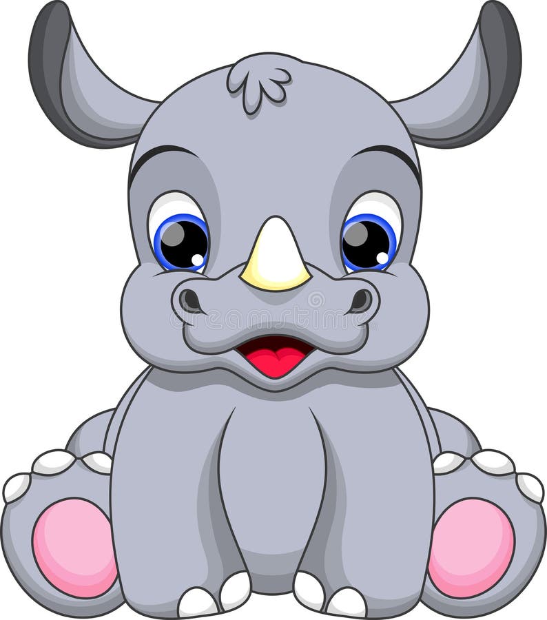 Illustration-very cute baby rhino. Illustration-very cute baby rhino